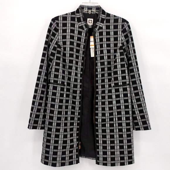 Long Black and White Plaid Blazer Jacket Size‎ Small NWT